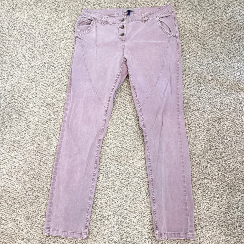 Cecil Womens Mauve‎ Purple Button Fly Slim Fit Seam Detail Pants Size 33